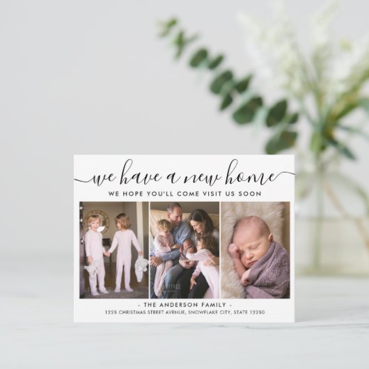 新しいホームアドレスを移動した3つの写真を移動 案内ポストカード (スタンド正面)