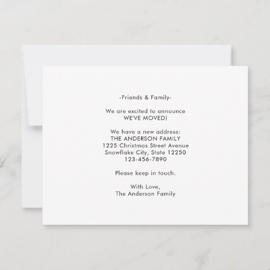 新しいホームアドレスを移動した3つの写真を移動 案内状 (裏面)