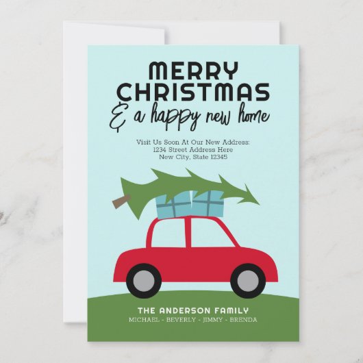 新しいホームアドレスを移動してクリスマスを楽しむ シーズンカード (正面)