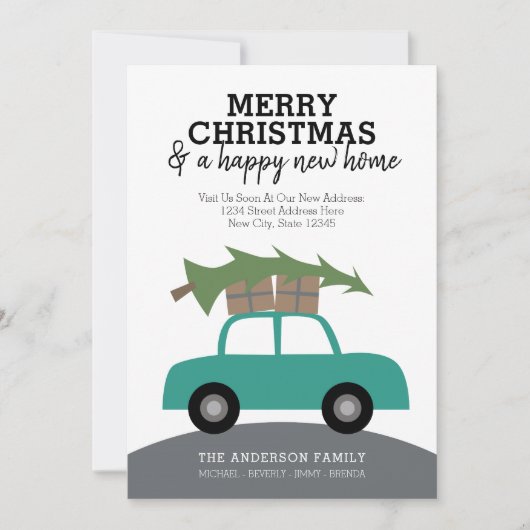 新しいホームアドレスを移動してクリスマスを楽しむ シーズンカード (正面)