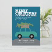 新しいホームアドレスを移動してクリスマスを楽しむ シーズンカード (スタンド正面)