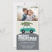 新しいホームアドレスを移動してクリスマスを楽しむ シーズンカード (正面)
