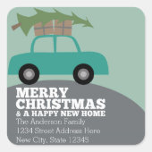 新しいホームアドレスを移動してクリスマスを楽しむ スクエアシール (正面)