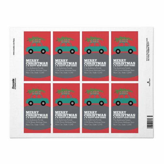 新しいホームアドレスを移動してクリスマスを楽しむ ラベル (フルシート)