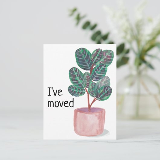 新しいホームアドレスカラテア祈りの言葉植物の水色 ポストカード (スタンド正面)