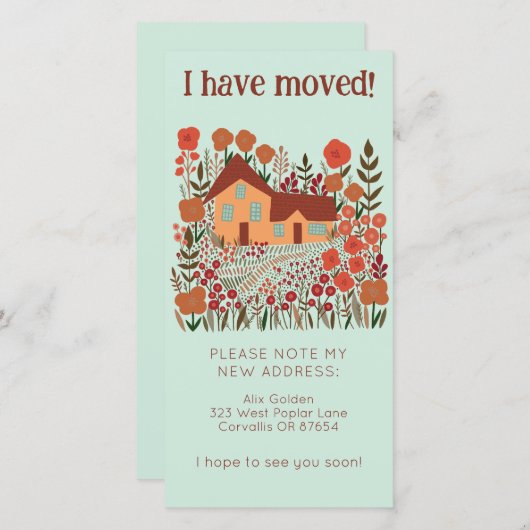 新しいホームアドレスキュートファームハウスツリーフリーカード セーブザデート (正面/裏面)