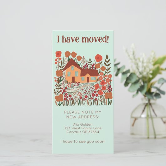 新しいホームアドレスキュートファームハウスツリーフリーカード セーブザデート (スタンド正面)