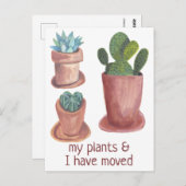 新しいホームアドレスサボテンの水色の移動 ポストカード (正面/裏面)