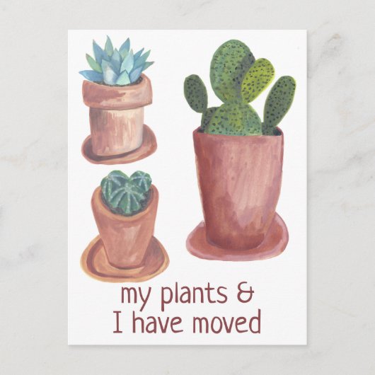 新しいホームアドレスサボテンの水色の移動 ポストカード (正面)