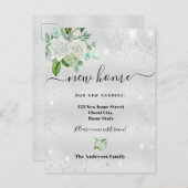 新しいホームアドレスシルバーフローラグリッターダスト 案内ポストカード (正面/裏面)