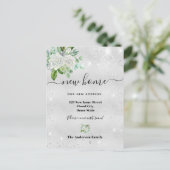 新しいホームアドレスシルバーフローラグリッターダスト 案内ポストカード (スタンド正面)