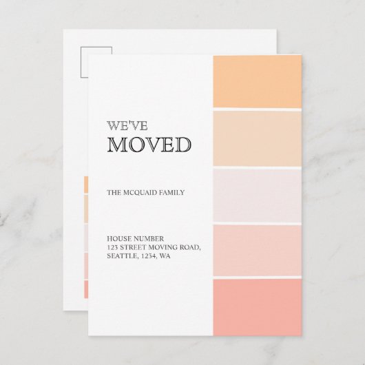 新しいホームアドレスバラピンク桃のお知らせ 案内ポストカード (正面/裏面)