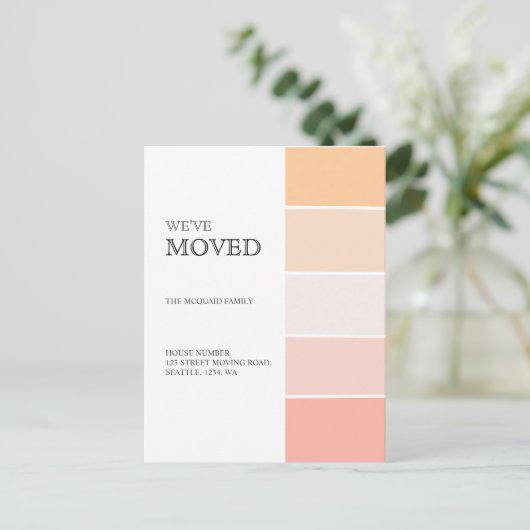 新しいホームアドレスバラピンク桃のお知らせ 案内ポストカード (スタンド正面)