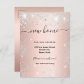 新しいホームアドレスバラ金ゴールドシルバーグリッター 案内ポストカード (正面/裏面)