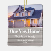 新しいホームアドレスフォトホリデー セラミックオーナメント (左)