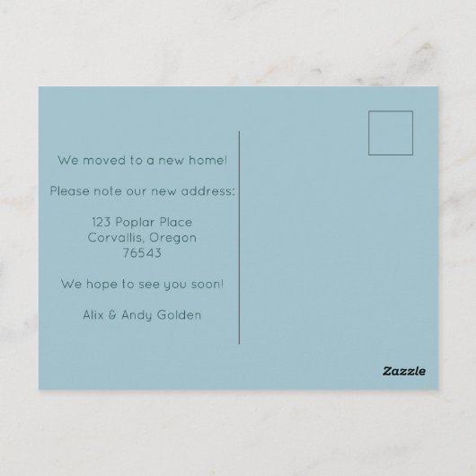 新しいホームアドレスムービングキュートカントリービレッジアート ポストカード (裏面)