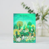 新しいホームアドレスムービングキュートカントリービレッジアート ポストカード (スタンド正面)