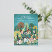 新しいホームアドレスムービングキュートカントリービレッジアート ポストカード (スタンド正面)