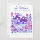 新しいホームアドレスムービングファームハウスフラワーパープル カード (正面)