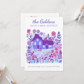 新しいホームアドレスムービングファームハウスフラワーパープル カード (正面/裏面インサイチュ)