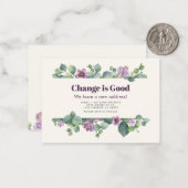 新しいホームアドレスユーカリの動く発表 ノートカード (正面/裏面インサイチュ)