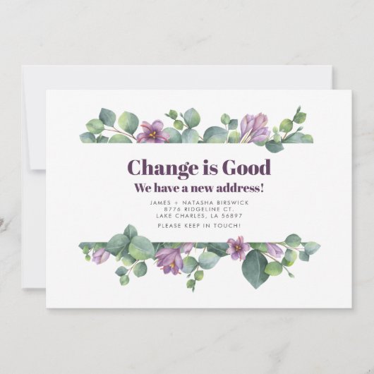 新しいホームアドレスユーカリ移動 案内状 (正面)