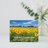 新しいホームアドレス変更の美しいひまわり写真 ポストカード (スタンド正面)