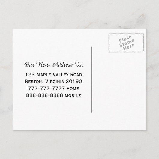 新しいホームアドレス引っ越しましたはがき 案内ポストカード (裏面)