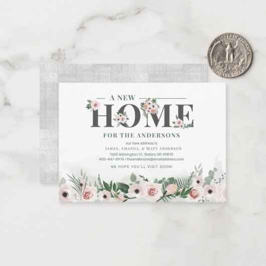 新しいホームアドレス引っ越しましたフローラの発表 ノートカード (正面/裏面インサイチュ)