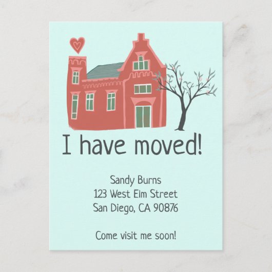 新しいホームアドレス引越し告知かわいい家 ポストカード (正面)