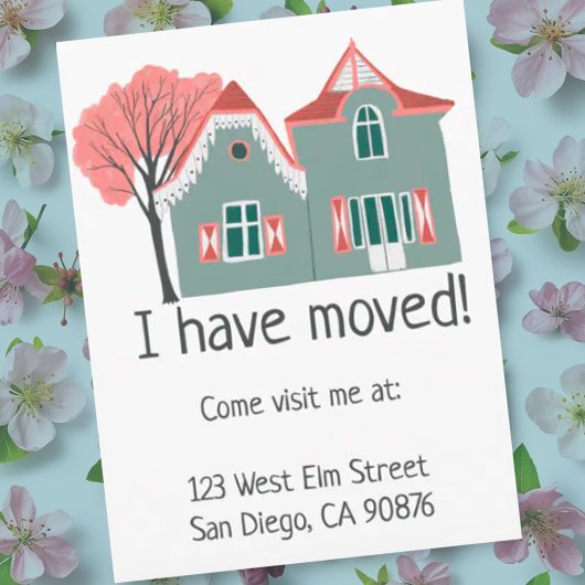 新しいホームアドレス引越し告知かわいい家 ポストカード