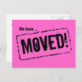新しいホームアドレス用のピンク色の移動はがき 案内ポストカード (正面/裏面)