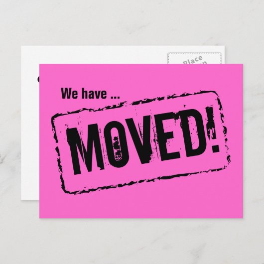 新しいホームアドレス用のピンク色の移動はがき 案内ポストカード (正面/裏面)