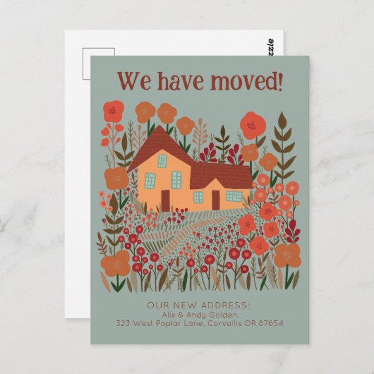 新しいホームアドレス私たちは農家の花を移動した ポストカード (正面/裏面)