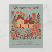 新しいホームアドレス私たちは農家の花を移動した ポストカード (正面)