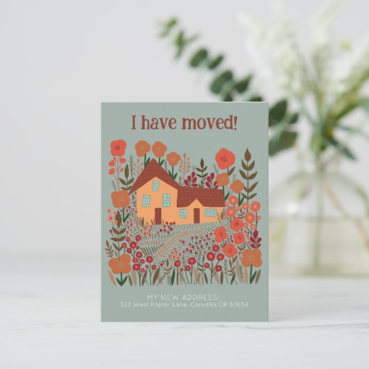 新しいホームアドレス私は農家の花を移動した ポストカード (スタンド正面)