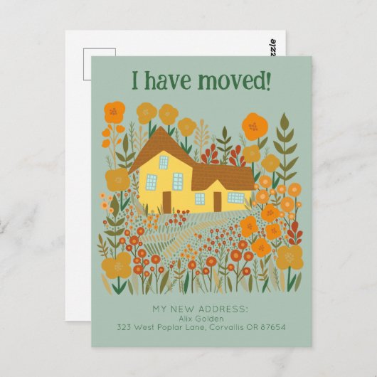 新しいホームアドレス私は農家の花を移動した ポストカード (正面/裏面)
