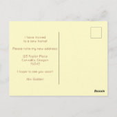 新しいホームアドレス私は農家の花を移動した ポストカード (裏面)