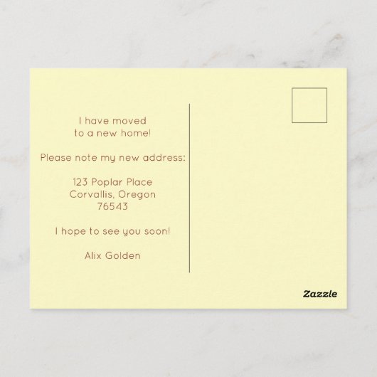 新しいホームアドレス私は農家の花を移動した ポストカード (裏面)