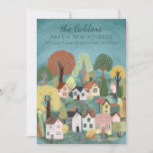 新しいホームアドレス移動かわいいカントリービレッジカード 招待状 (正面)