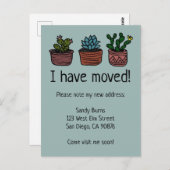 新しいホームアドレス移動アナウンスかわいいCacti ポストカード (正面/裏面)