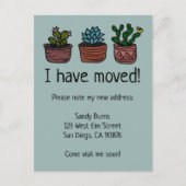 新しいホームアドレス移動アナウンスかわいいCacti ポストカード (正面)