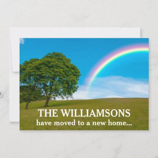 新しいホームアドレス美しい虹の写真の移動 案内状 (正面)