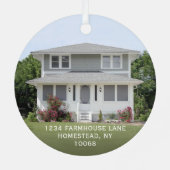 新しいホームアドレス1stクリスマスシンプル2フォトグレー メタルオーナメント (裏面)