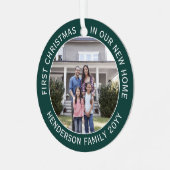 新しいホームアドレス1stクリスマス2フォトグリーン メタルオーナメント (正面左)