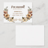 新しいホームアナウンスメントカードを移動したシックなフローラ ノートカード (正面/裏面)