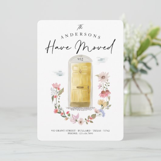 新しいホームイエローウォーターカラードアワイルドフラワーフローラ 案内状 (スタンド正面)