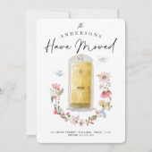 新しいホームイエローウォーターカラードアワイルドフラワーフローラ 案内状 (正面)