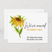 新しいホームイエロー水色フローラ引っ越しました   案内ポストカード (正面/裏面)