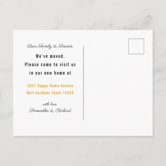 新しいホームイエロー水色フローラ引っ越しました   案内ポストカード (裏面)